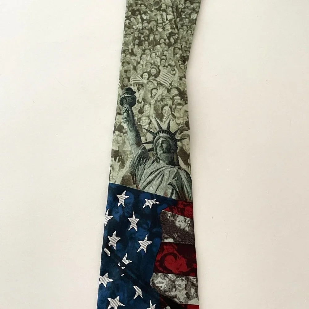4/$25 Eagles Wings Tie Patriotic Bald Eagle Flag 100% Silk Inspirational Necktie